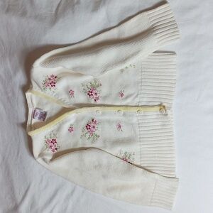 Gymboree Vintage Cardigan Sweater Floral Embroidery Girl Toddler Size Small